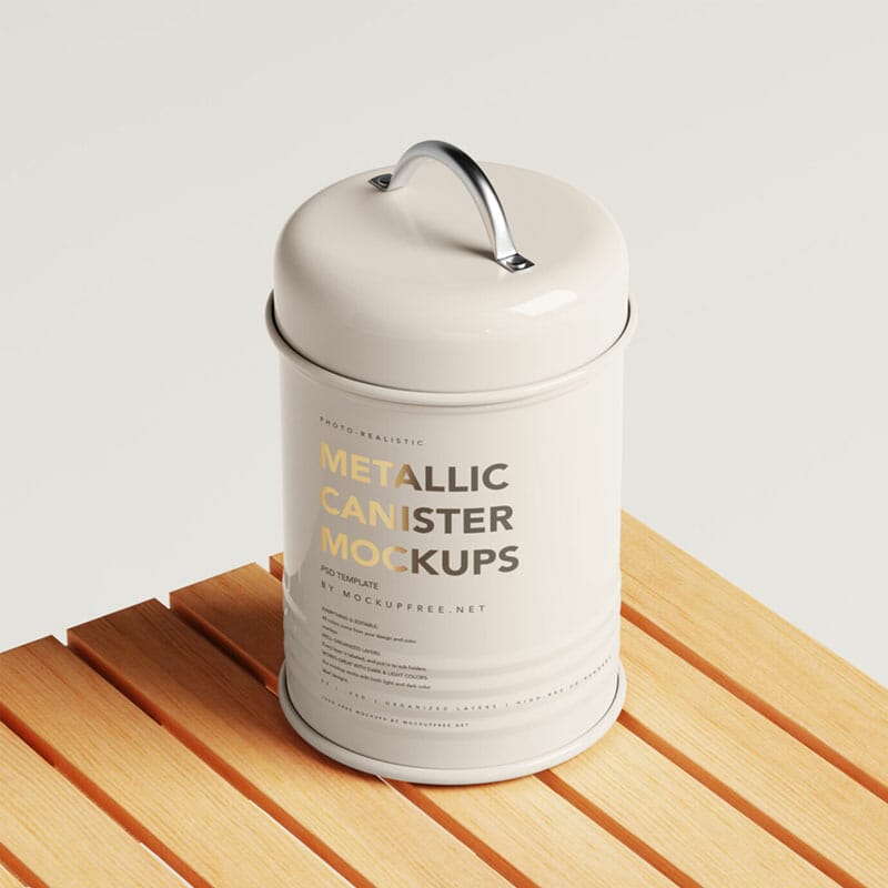 Free Metallic Canister Mockups PSD