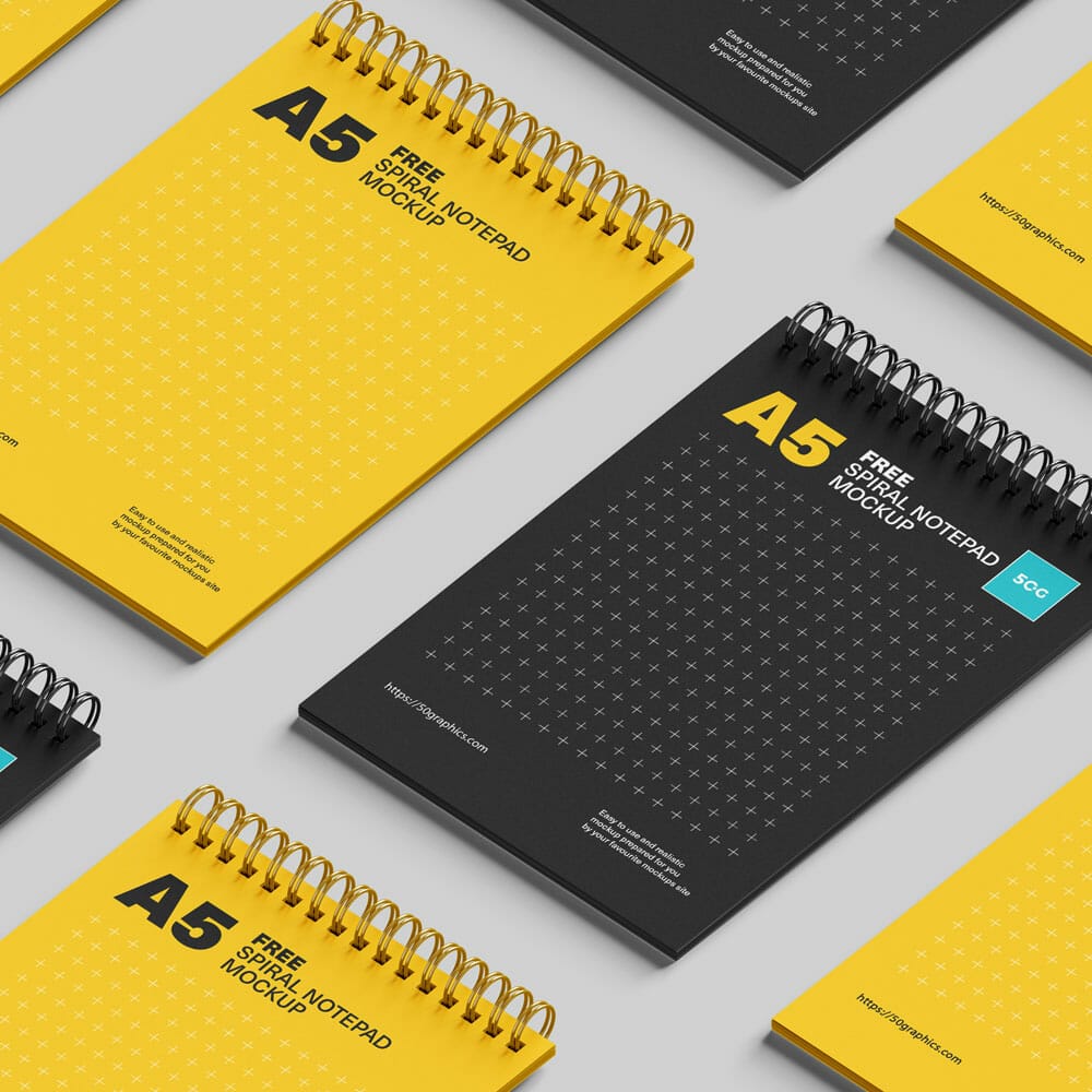 Free Notebook Planner Notepad Mockups PSD