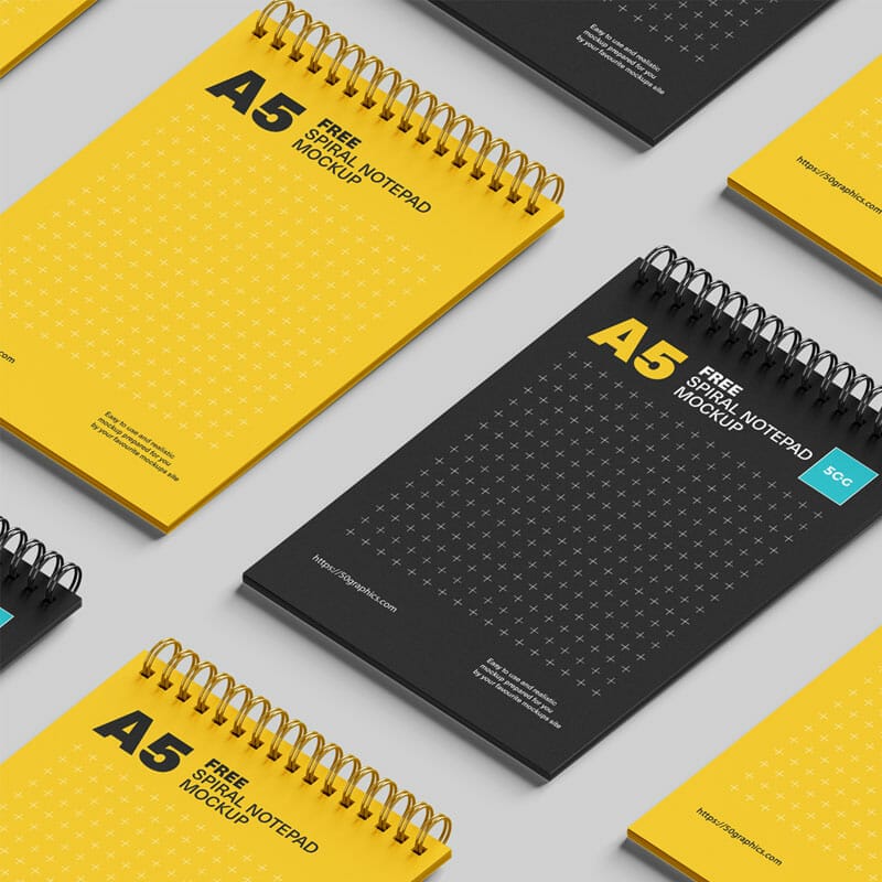 Free Notebook Planner Notepad Mockups PSD