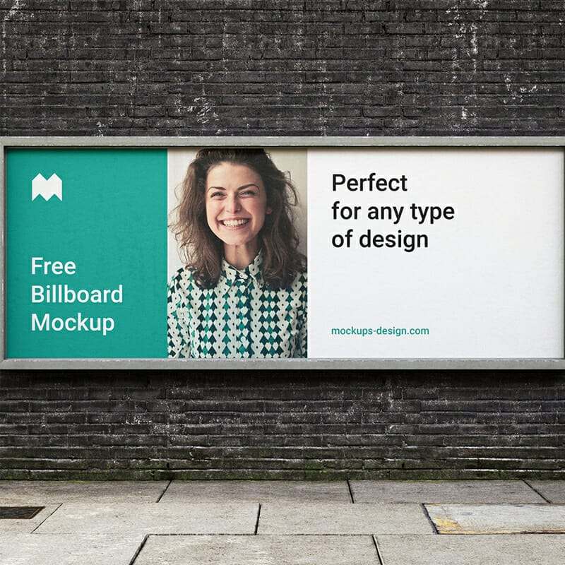 Free Old Brick Wall Billboard Mockup PSD