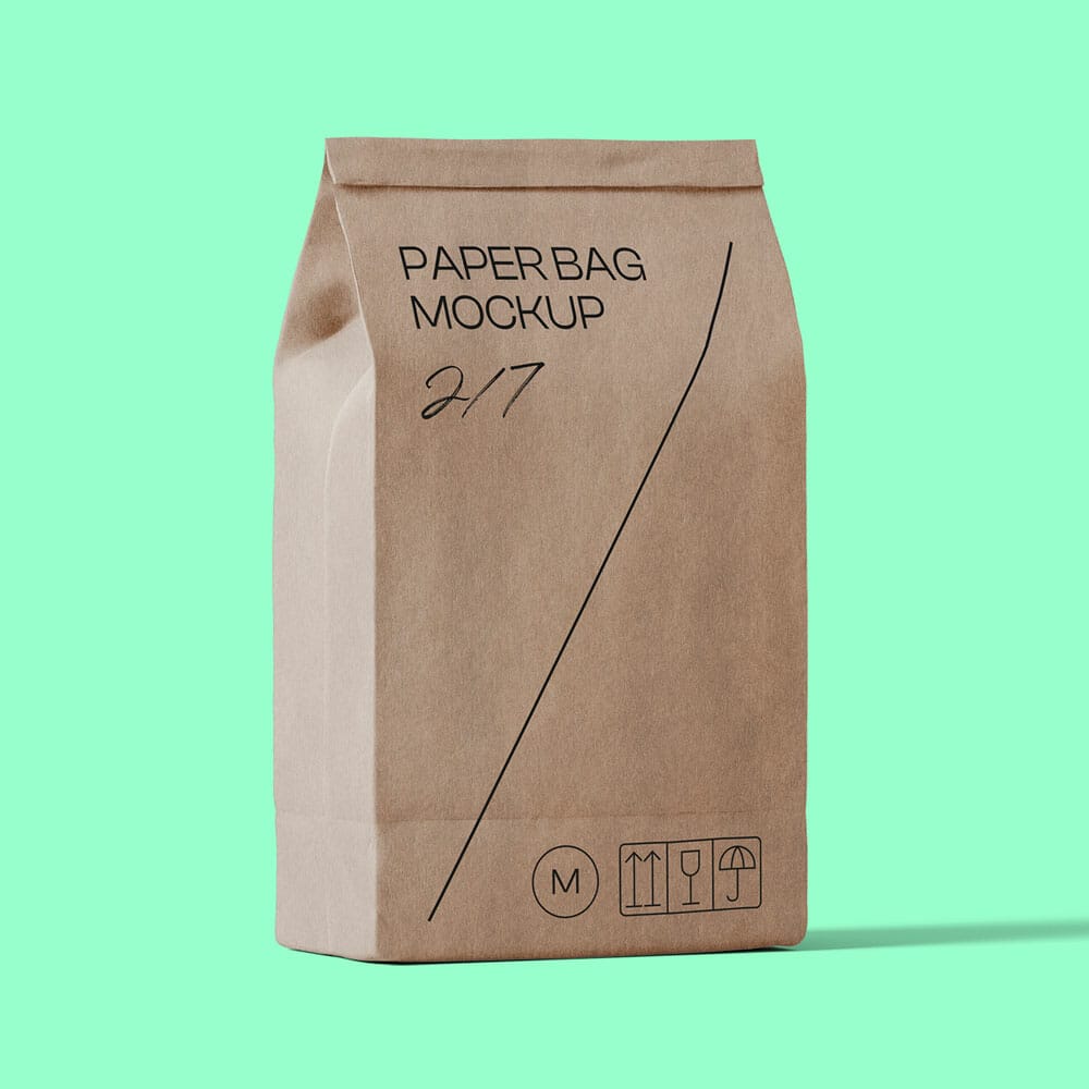 Free Paper Bag Mockup Front View PSD