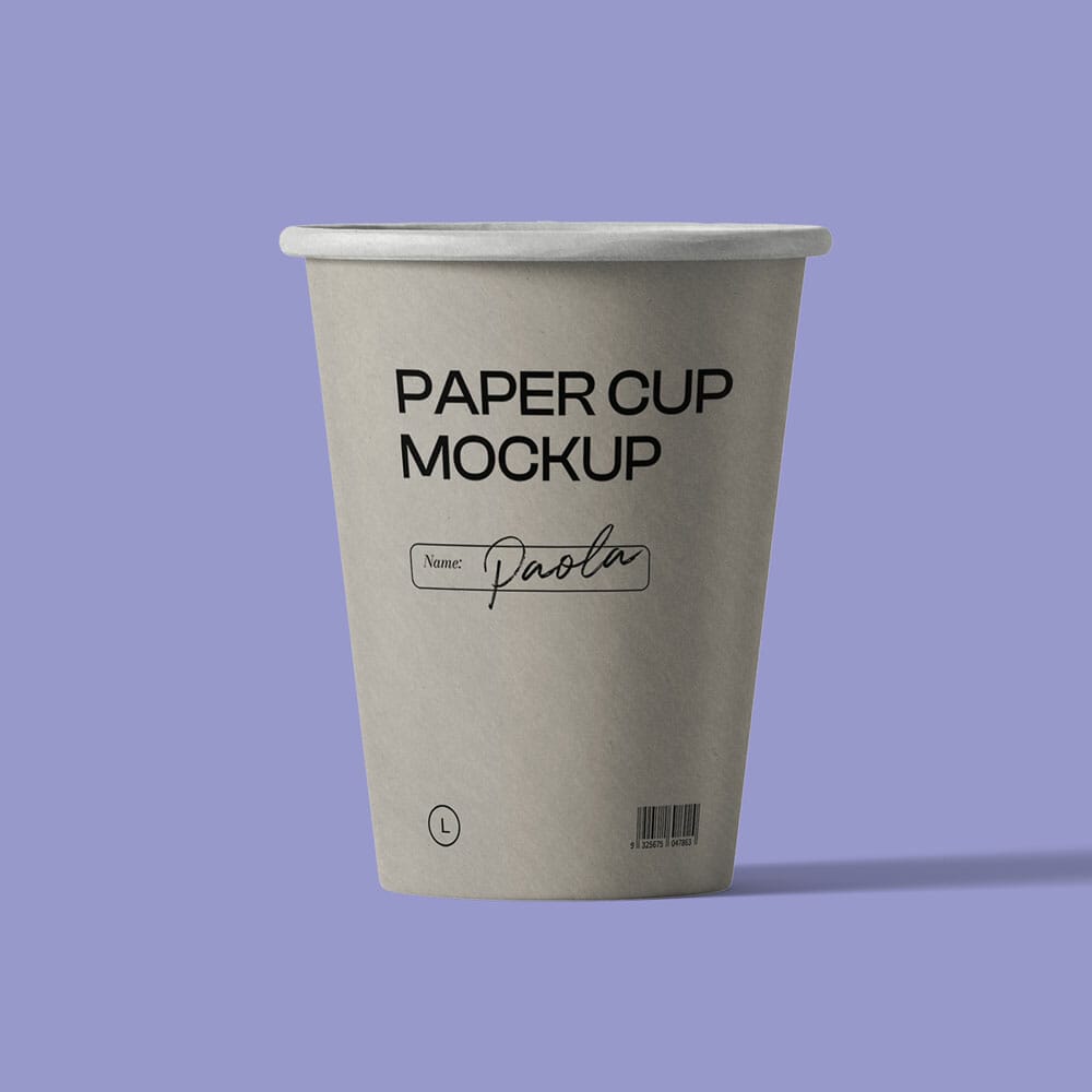 Free Paper Cup Mockup Front View PSD
