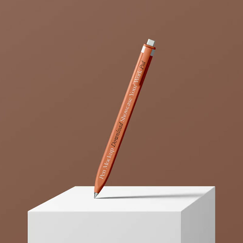Free Pen On Box Mockup PSD