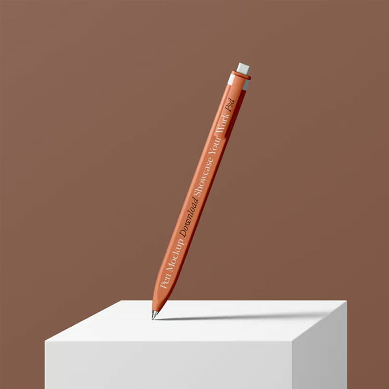 Free Pen On Box Mockup PSD