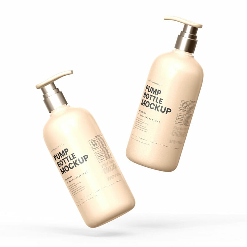 Free Plastic Body Pump Bottle Mockups PSD