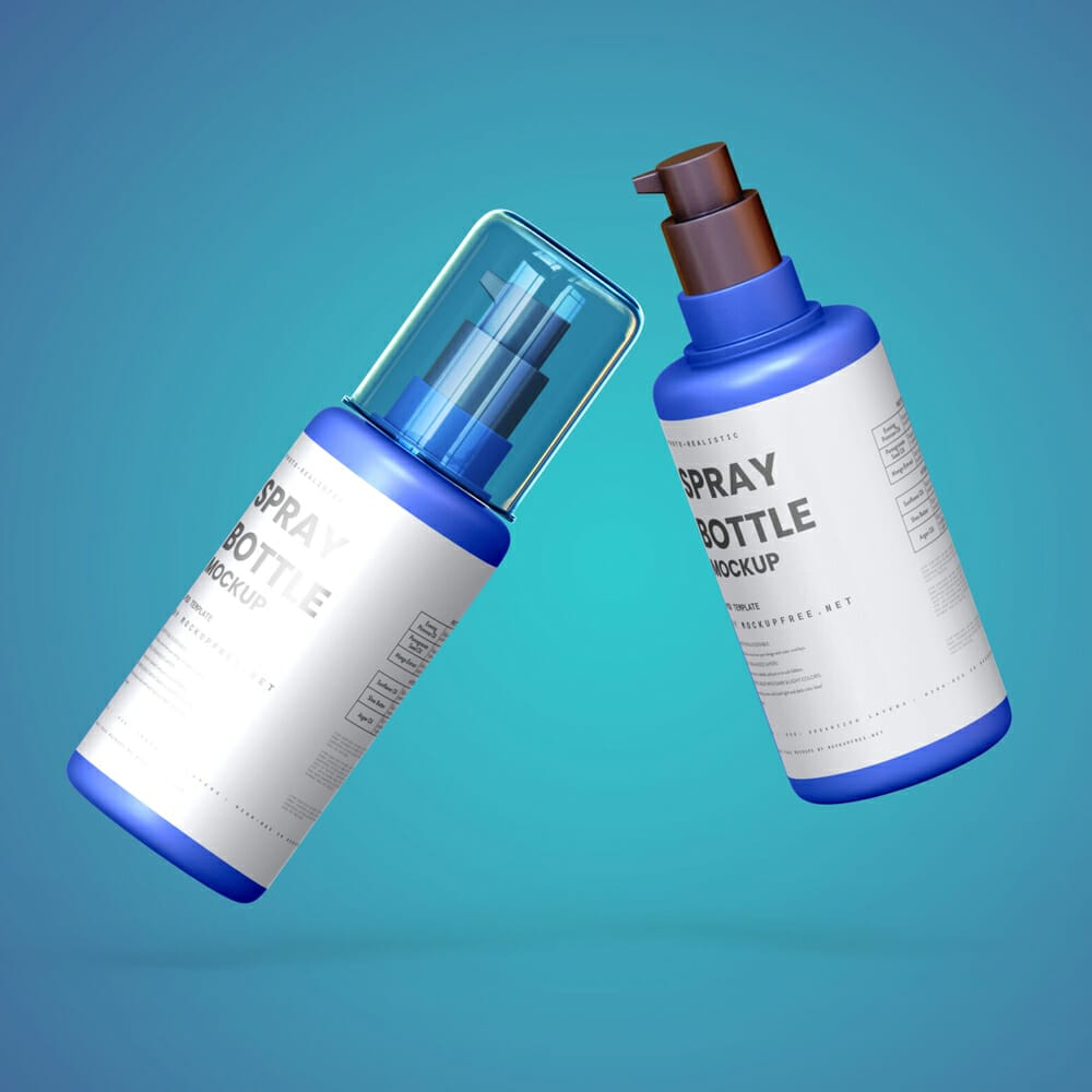 Free Plastic Spray Bottle Mockup PSD