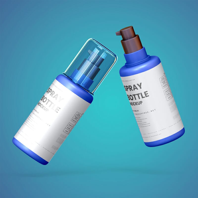 Free Plastic Spray Bottle Mockup PSD