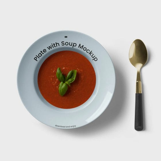 Free Plate With Soup Mockup PSD