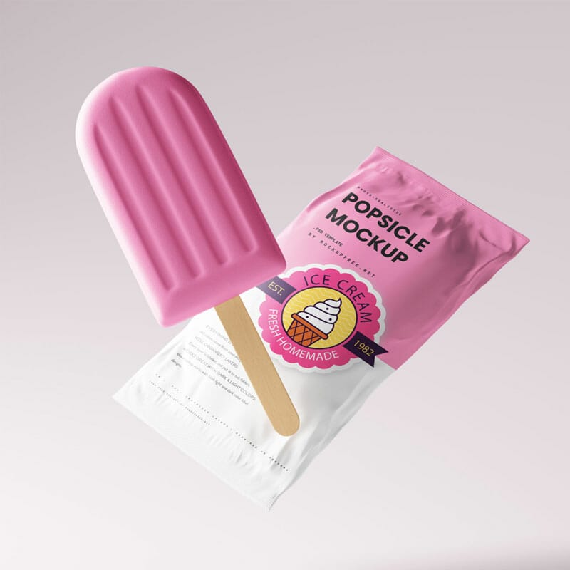 Free Popsicle Ice Cream Packaging Mockup PSD