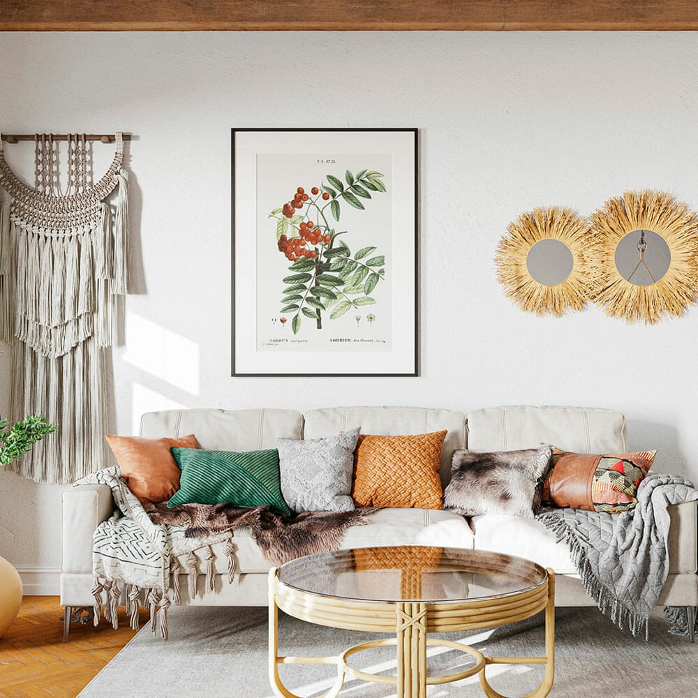 Free Poster In Cozy Room Mockup PSD