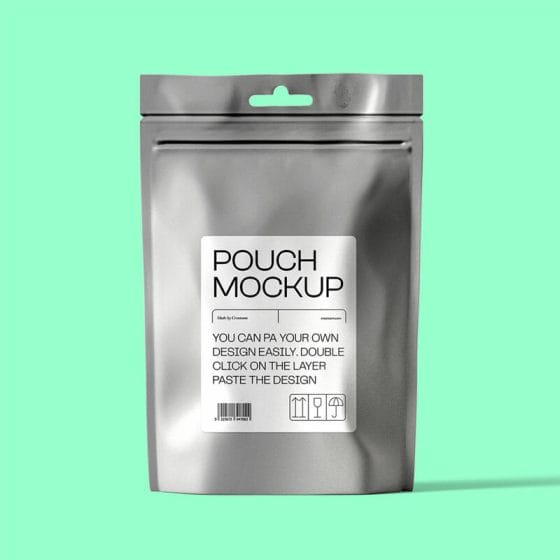 Free Pouch Mockup Front View PSD