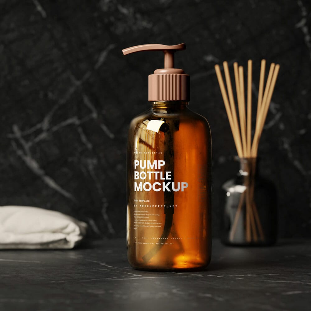 Free Pump Bottle Mockup In Bathroom Mockups PSD