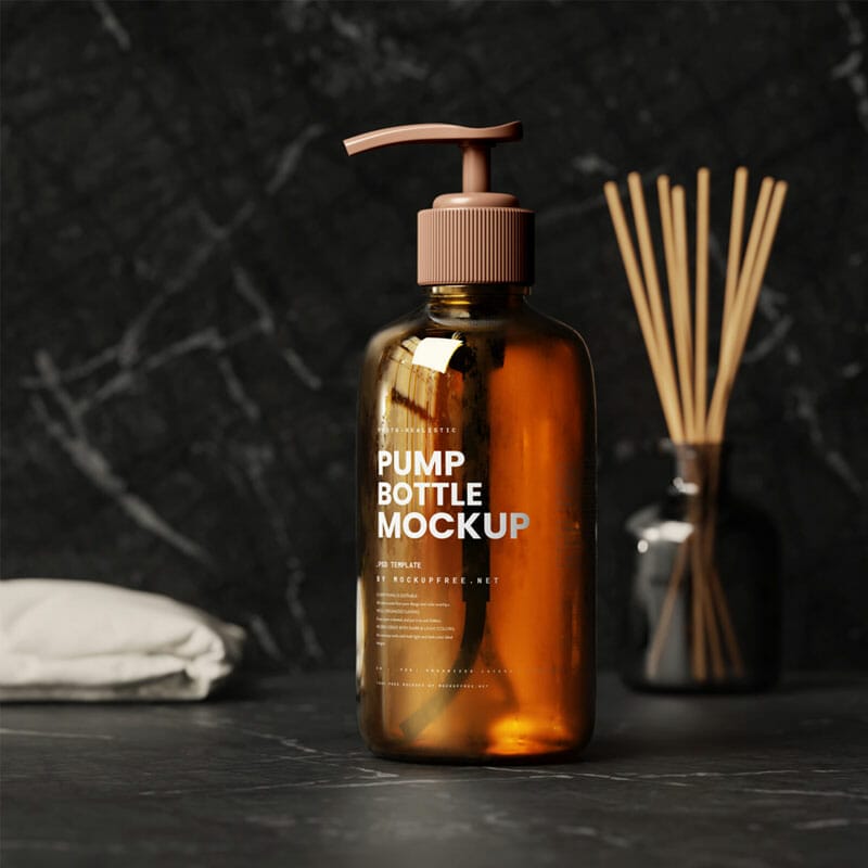 Free Pump Bottle Mockup In Bathroom Mockups PSD