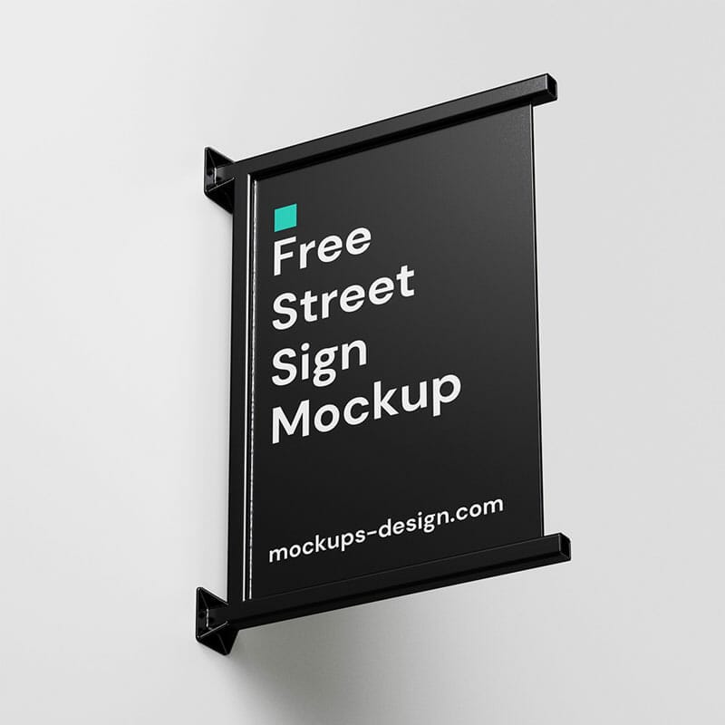 Free Rectangle Metal Sign Mockup PSD