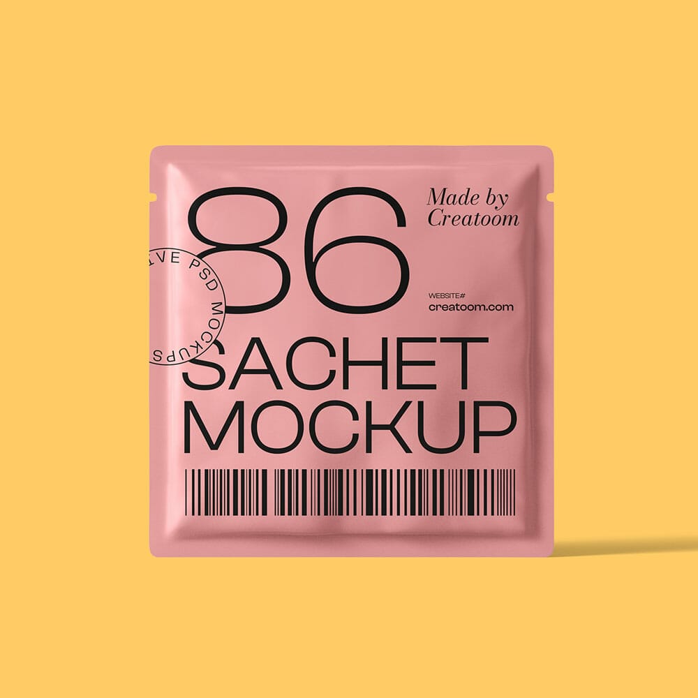 Free Sachet Mockup Front View PSD