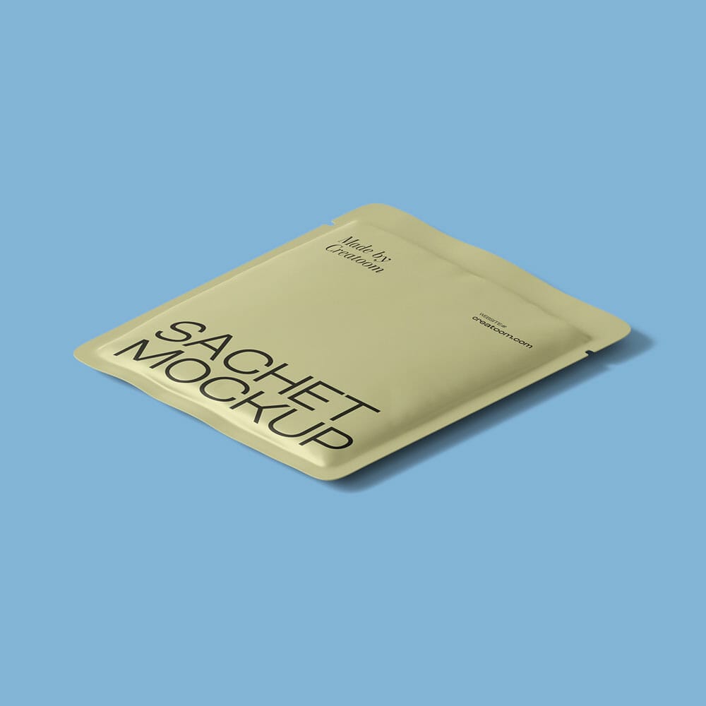 Free Sachet Mockup Isometric PSD