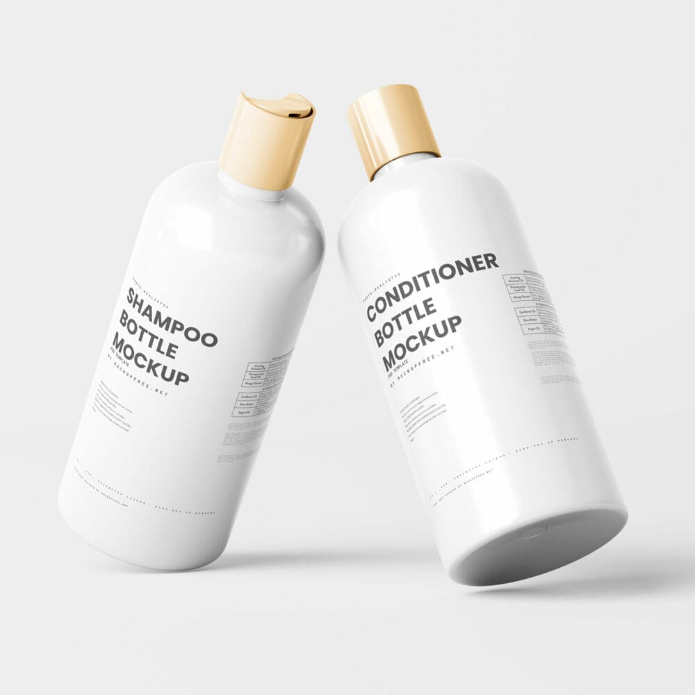 Free Shampoo And Conditioner Bottles Mockup Scenes PSD