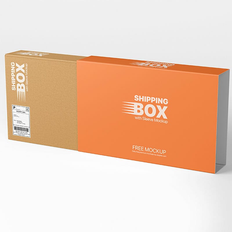 Free Shipping Box With Sleeve Mockup PSD