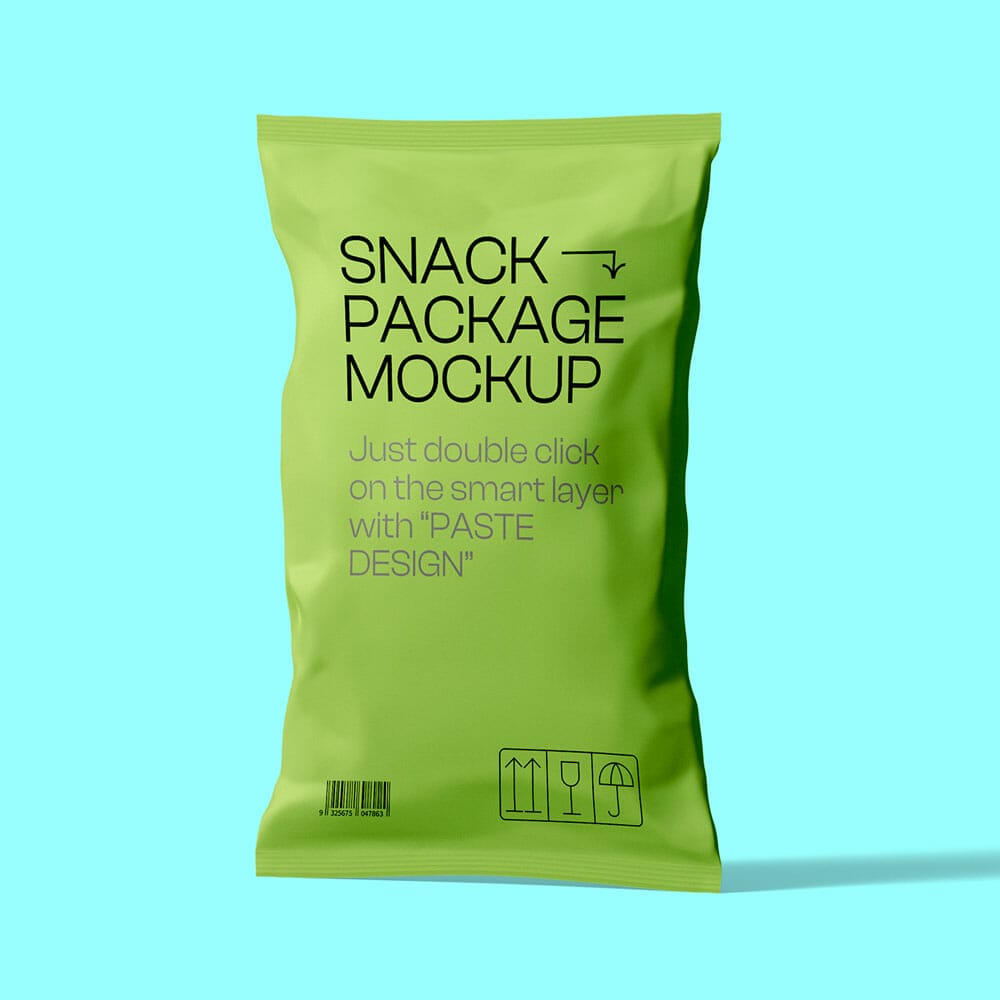Free Snack Package Mockup Front View PSD