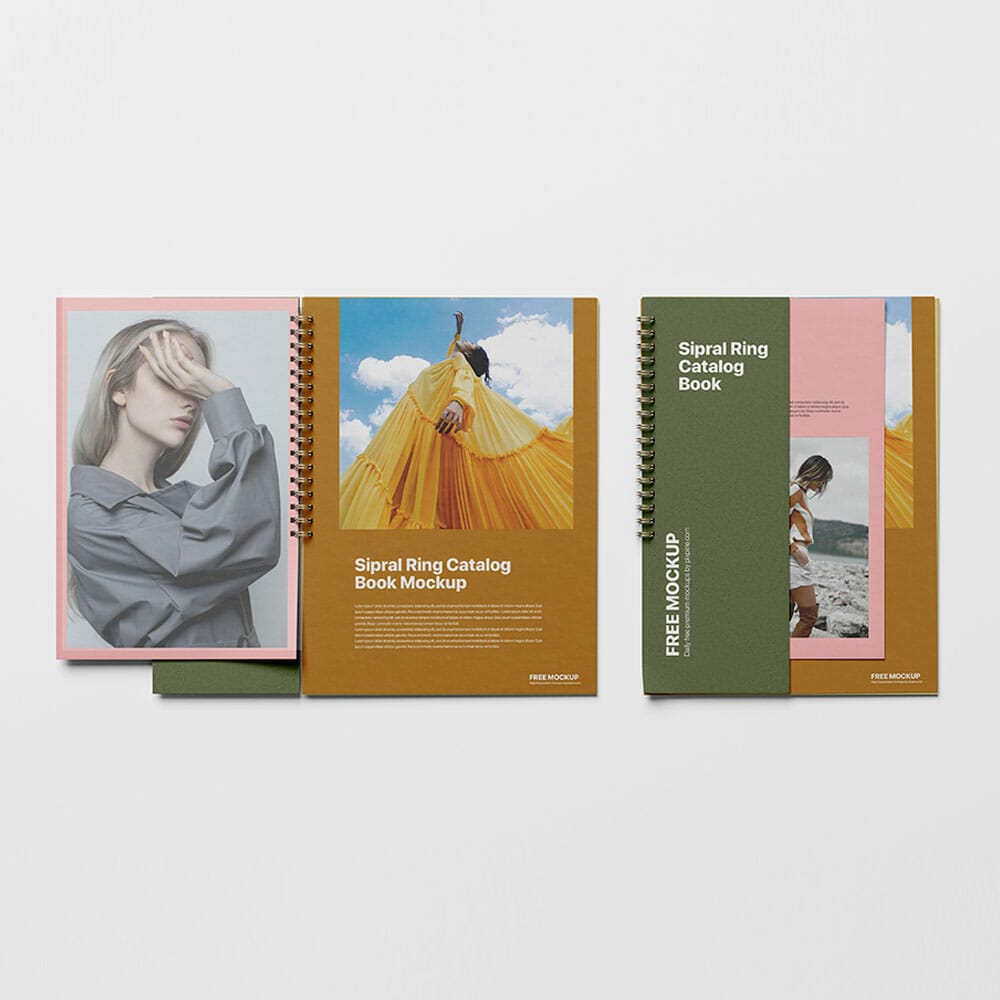 Free Spiral Ring Catalog Book Mockup PSD