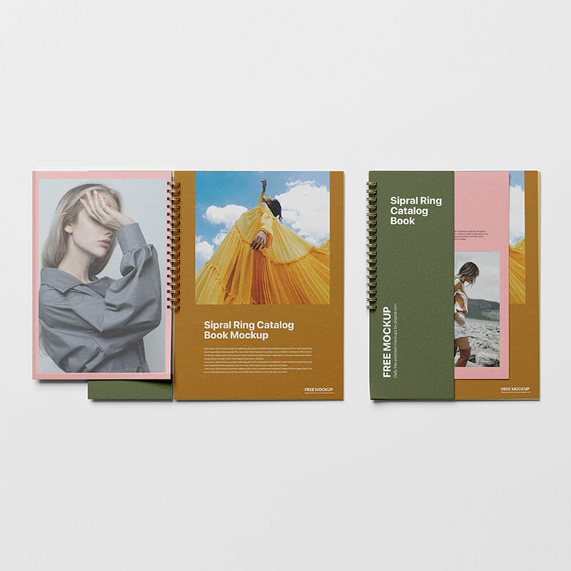 Free Spiral Ring Catalog Book Mockup PSD