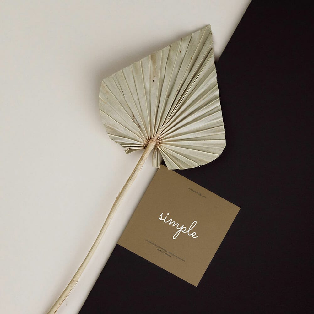 Free Square Flyer With Dried Leaf Mockup PSD
