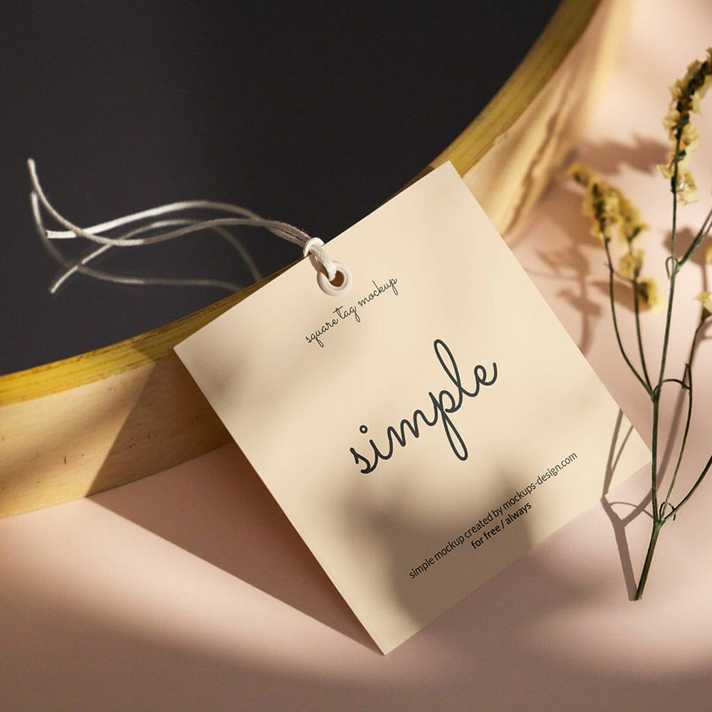Free Square Label Tag Mockup PSD