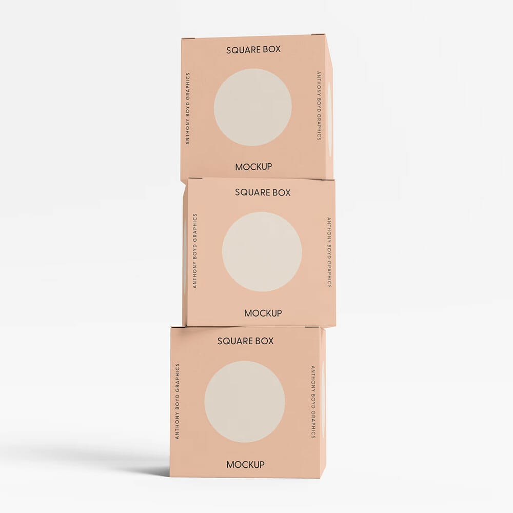 Free Stacked Square Boxes Mockup PSD