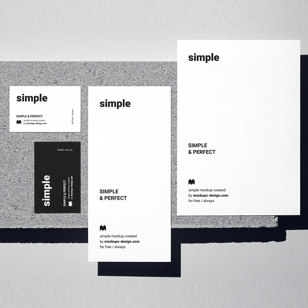 Free Stationery Materials On Stone Mockup PSD