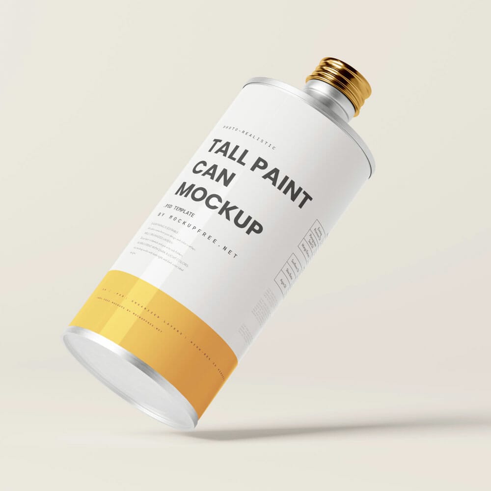 Free Tall Paint Can Mockup PSD