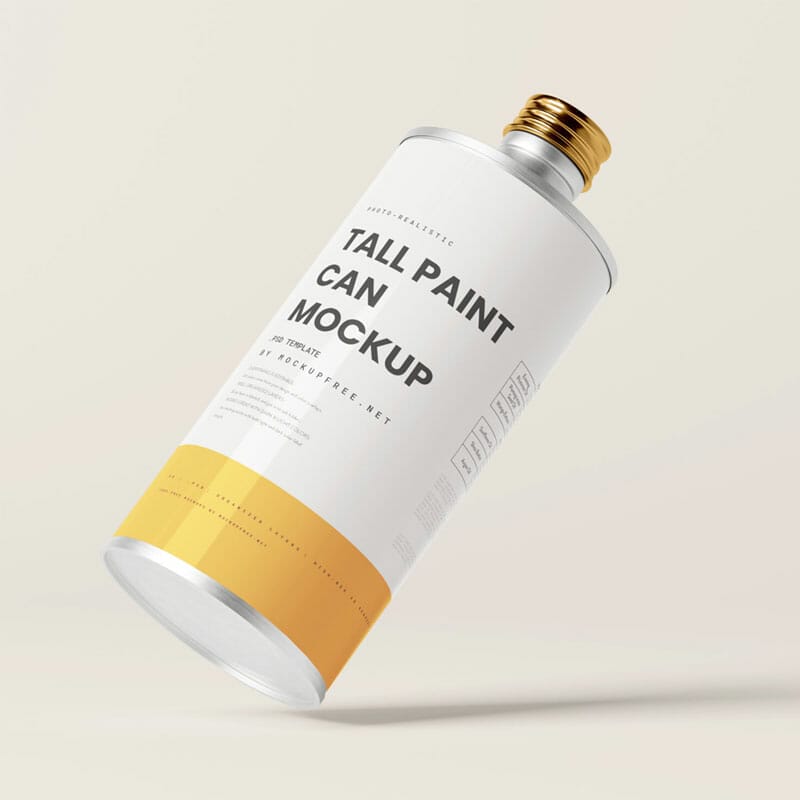 Free Tall Paint Can Mockup PSD
