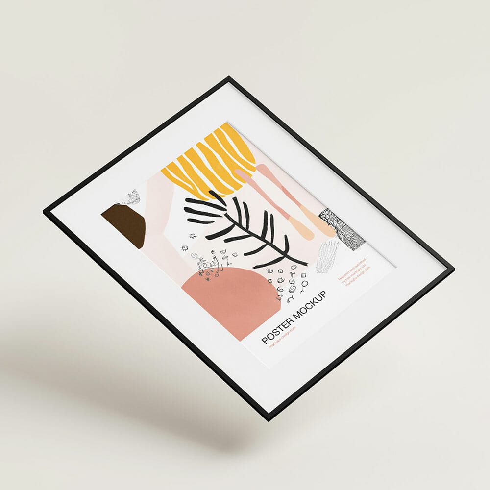 Free Thin Poster Frame Mockup PSD