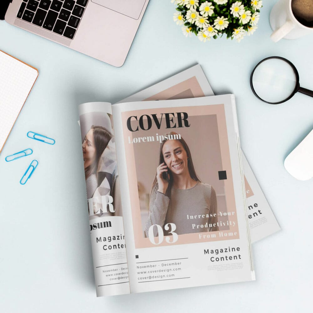 Free US Letter Size Magazine Mockup PSD Template