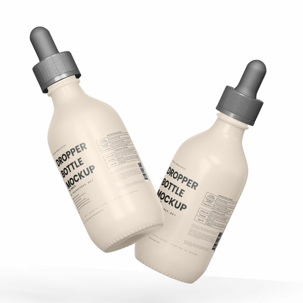 Free White Plastic Dropper Bottle Mockups PSD