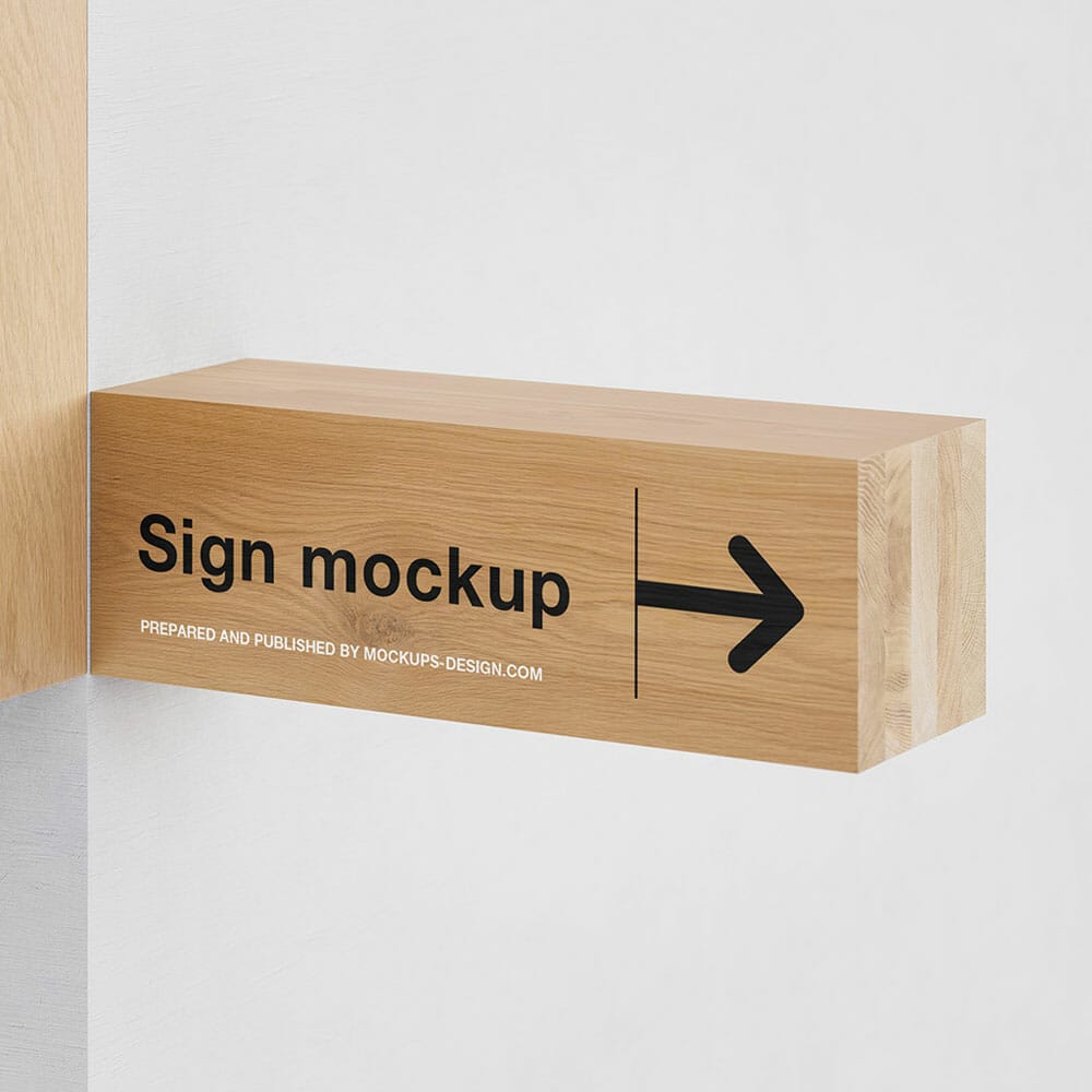 Free Wooden Sign Mockup PSD