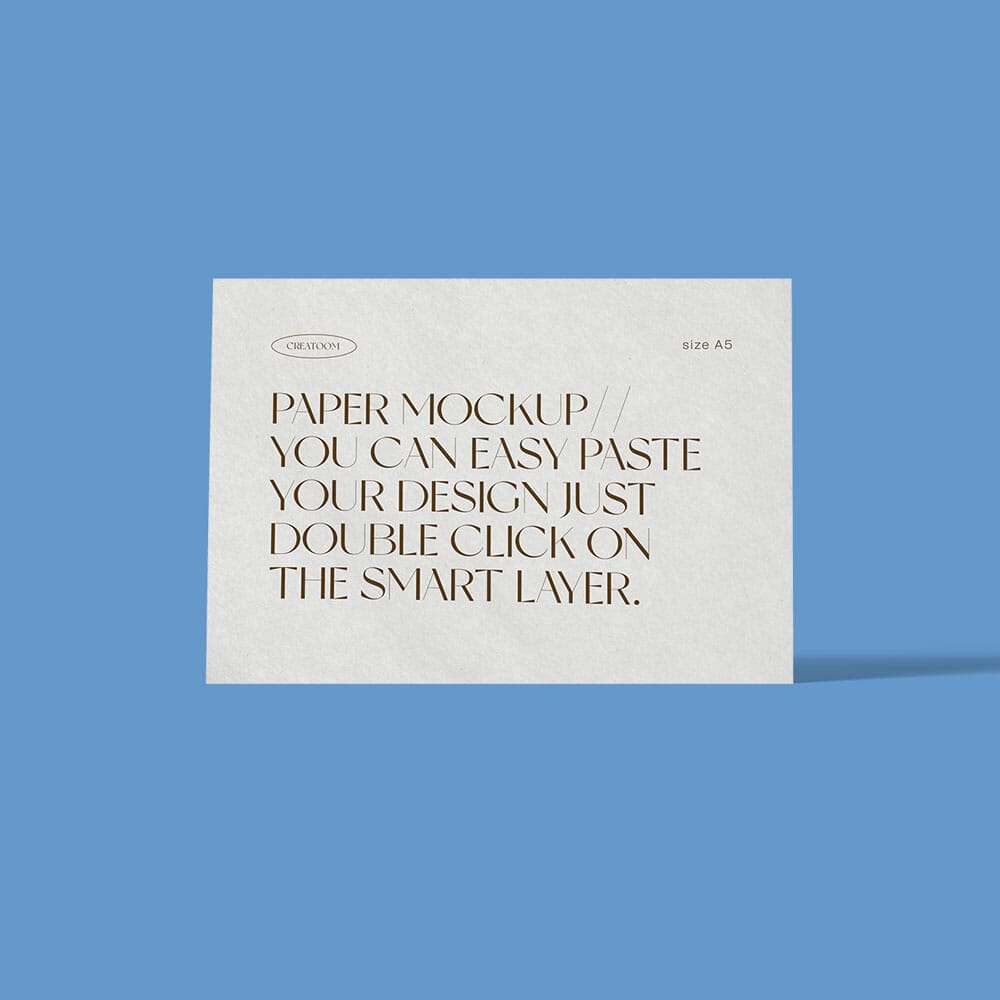 Front View Free Folded Paper Size A4 Mockup PSD