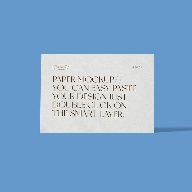 Front View Free Folded Paper Size A4 Mockup PSD