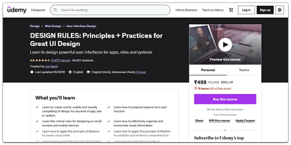 Principles and Practices for Great UI Design Course 