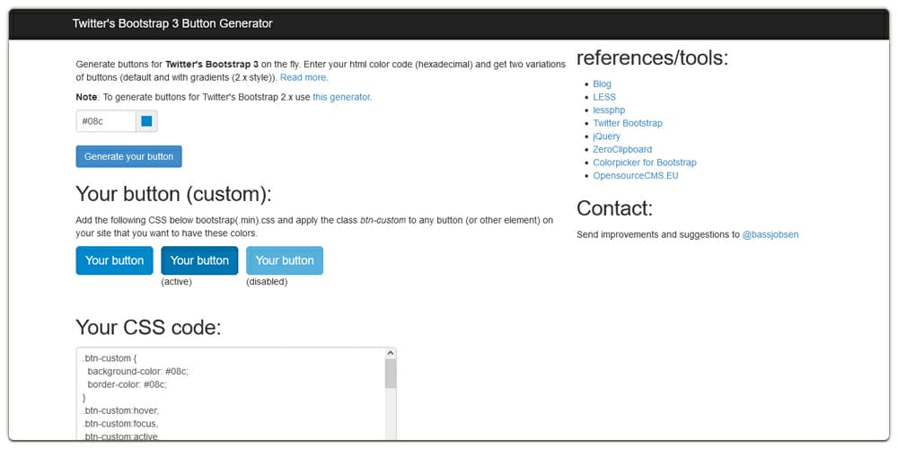 Twitters Bootstrap 3 Button Generator