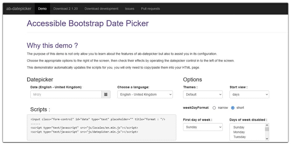 Accessible Bootstrap Date Picker