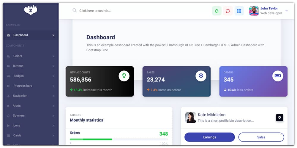 Bamburgh HTML5 Admin Dashboard