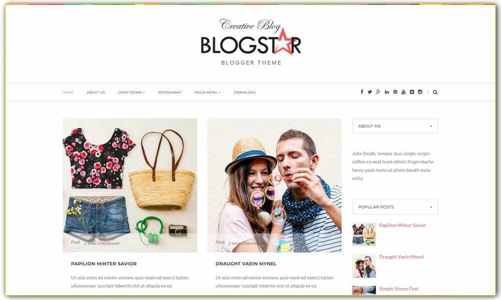 Blogstar Clean Responsive Blogger Template