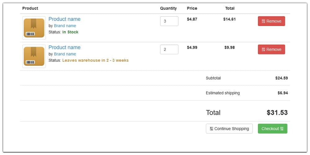 Free Bootstrap Shopping Cart Templates » CSS Author