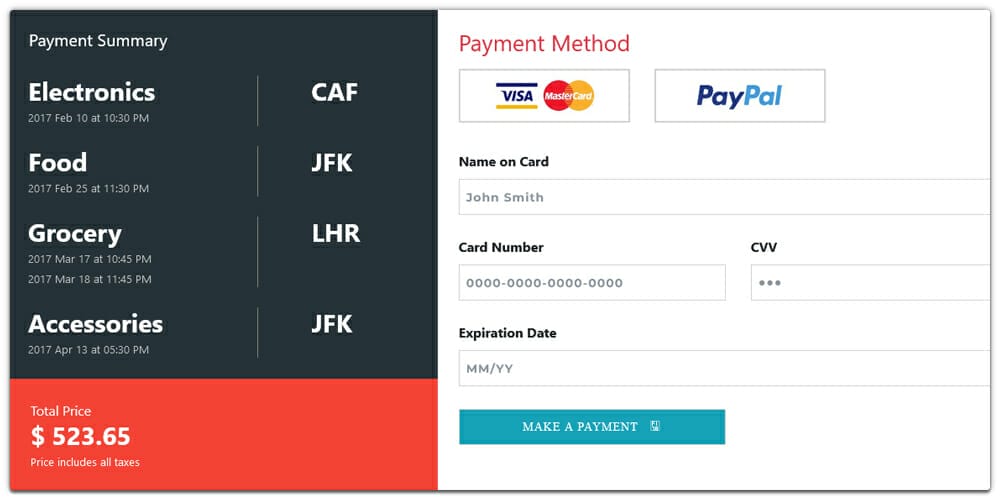 Bootstrap 4 Payment Form