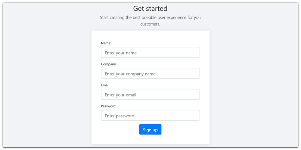 Bootstrap 4 Sign up Page