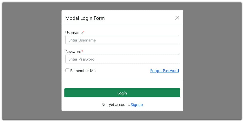 Bootstrap 5 Modal Login Form Template