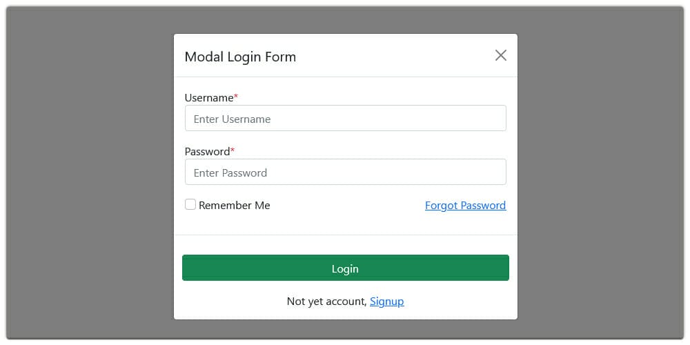Bootstrap 5 Modal Login Form Template