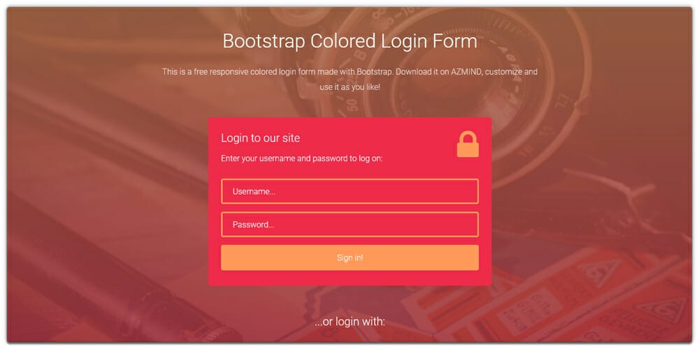 Bootstrap Colored Login Form