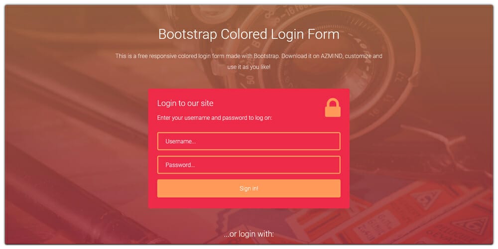 Bootstrap Colored Login Form
