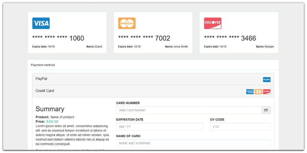 Bootstrap Payment Credit Card Form